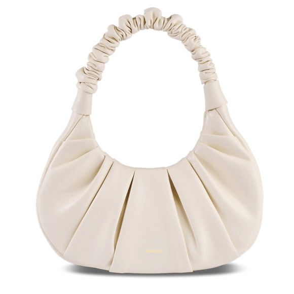 Sinbono Vegan Faux Lambskin Leather Ava Ivory Scrunch Handle Hobo Bag One Size - Picture 1 of 12